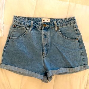 Rolla’s high waist denim shorts